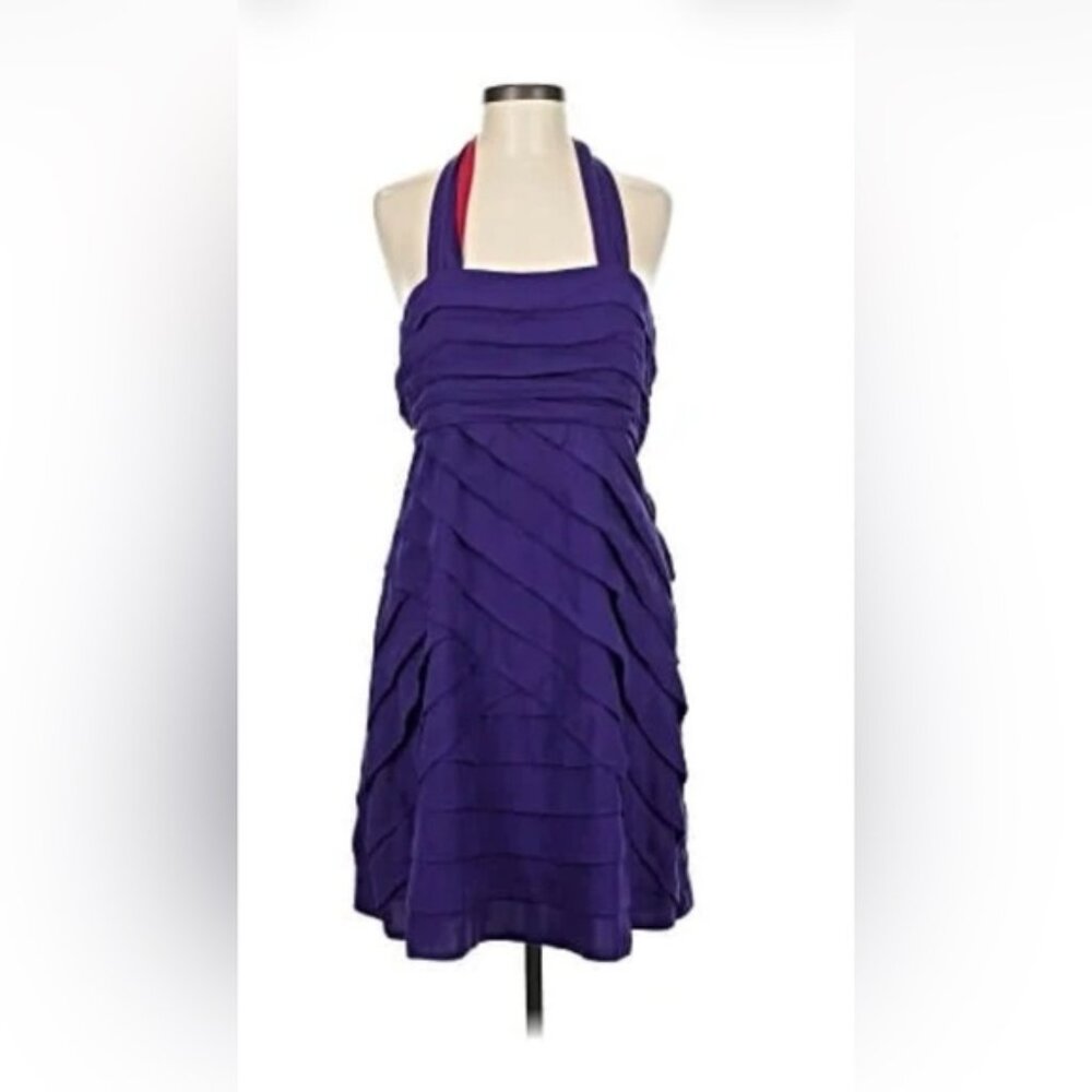Alice + Olivia Purple Silk Halter Dress